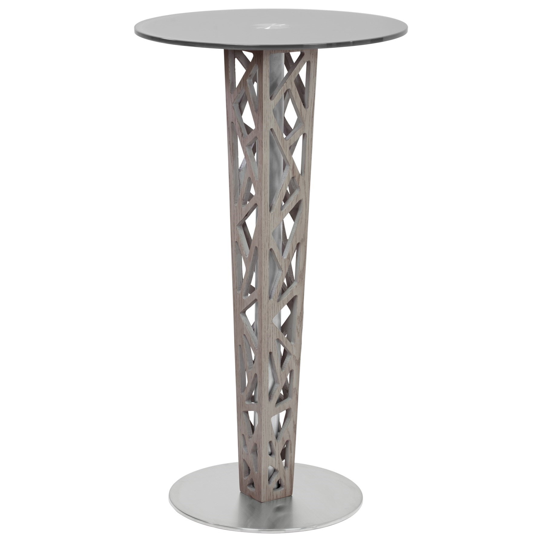 Armen Living LCCRBTTO Crystal Pub Tables with Clear Glass and Brushed Stainless Steel Finish 